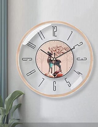 HIQIDI Wall clock Wall Clock 14 Inch Modern Deer Art Silent Wall Clock, Rose Gold Border Wall Clock for Living Room Decor,Black Wall Decor Clock steampunk buy now online