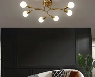 Sxxrdz 8-lights Sputnik Chandelier U-shaped Ceiling Light Fixture, Mid Century Industrial Semi Flush Pendant Lighting, for Dining Room Living Room Bedroom Kitchen Foyer Office Restaurant steampunk buy now online