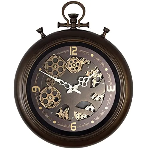 WCQSYY 16 Inch Real Moving Gear Large Wall Clock, Vintage Industrial Pocket Watch Wall Clock,Steampunk Metal Wall Clock for Living Room Kitchen Office, Multi-colored steampunk buy now online