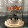 Glow Tube Clock, Nixie Tube Clock, Classic Retro Tube Clock LED Punk Tube Clock Kit with Round Glass Wooden Base, Digital Cyberpunk-Style Steampunk Desktop Decor(A Original Wood Color Base) steampunk buy now online