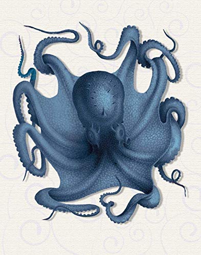 CANVAS-FRAMED-with-AMERICAN-BOX Octopus 5 Fab Funky - Whimsical vertical Art print steampunk silly funky fabulous Floating frame 27_X_21_in steampunk buy now online