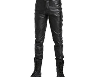 Haitpant Men Genuine Leather Pencil Pants Soft Leather Trousers Motorcycle Pants Plus Size steampunk buy now online