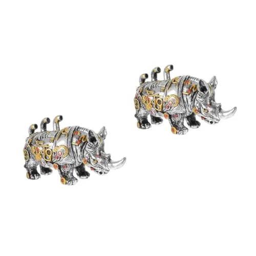 Ornaments 2pcs Steampunk Ornaments Organizer Round Sunglasses Men Rhinos Mini Steam Punk Figure Bookshelf Rhino Figurine Steampunk Decor Rave Decoration Steam Punk Stag Ornament Animal Resin Sculpture steampunk buy now online