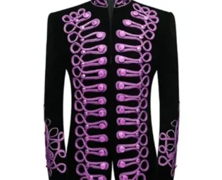 Mens Black Gold Embroidery Fleece Suit Blazer Party Banquet Stage Singers Handmake Blazer Purple M steampunk buy now online