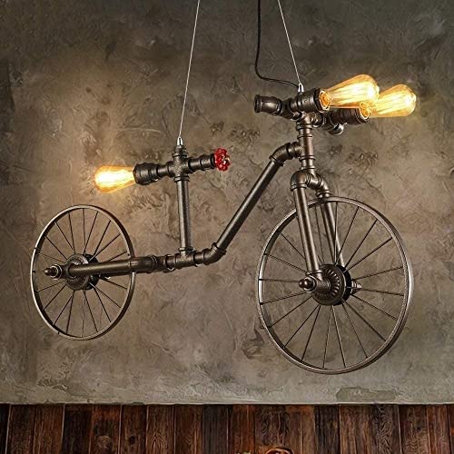 MOCIGERN Industrial Retro Hanging Light Loft Iron Metal Antique Pendant Lamp Bicycle Water Pipe Steampunk Suspension Lighting for Barn Bar Farmhouse Dining Room Porch steampunk buy now online