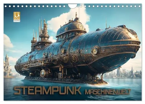 Steampunk Maschinenwelt (Wandkalender 2025 DIN A4 quer), CALVENDO Monatskalender: Fantastische Bilder futuristischer Fahrzeuge und Maschinen in einer fiktiven Welt steampunk buy now online