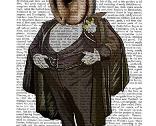 CANVAS-FRAMED-with-AMERICAN-BOX Owl At the Opera Fab Funky - Animals & Nature vertical Art print steampunk animals flowers antique contemporary flo Floating fr 27_X_21_in steampunk buy now online