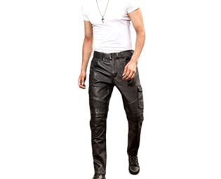 Haitpant Black Genuine Leather Trousers Men Autumn Motorcycle Plus Size Cowhide Biker Pants steampunk buy now online