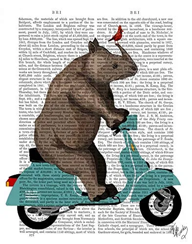 CANVAS-FRAMED-with-AMERICAN-BOX Rhino on Moped Fab Funky - Transportation vertical Art print steampunk animals flowers antique contemporary flo Floating frame 27_X_21_in steampunk buy now online