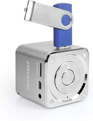 MusicMan TXX3528 Mini Soundstation (MP3 Player, Loudspeaker, Line In Function, SD/microSD card slot) Silver steampunk buy now online