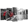 Kreative Arts - 5pcs Black and White with Red Bicyle in London Street Wall Art Modern Giclee Canvas Prints Paintings on Canvas Stretched and Framed for Home Decor (Large Size 60x32inch, Bicycle) steampunk buy now online