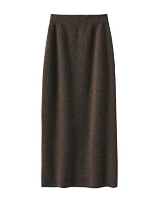 FULBHPRINT Women's Winter 100% Cashmere Skirt Solid Color Mid-Length High Waist Knitted Hip Skirt Coffee steampunk buy now online
