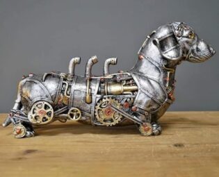 RCJCQSR Animal Statue Dachshund Sculpture Resin Mechanical Gear Punk Industrial Design Steampunk Creative Craft Decoration Bookshelf Desktop Living Room Decorative Figurines steampunk buy now online