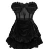 Daisy Corsets Top Drawer 2 PC Steel Boned Black Mesh & Velvet Underwire Bustier Corset & Skirt Set - Luxury Brand, Black, XS steampunk buy now online