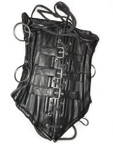 Leatherotics Black Underbust Leather Unisex Gothic Corset Steampunk 1249 - Black - steampunk buy now online