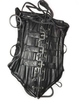 Leatherotics Black Underbust Leather Unisex Gothic Corset Steampunk 1249 - Black - steampunk buy now online