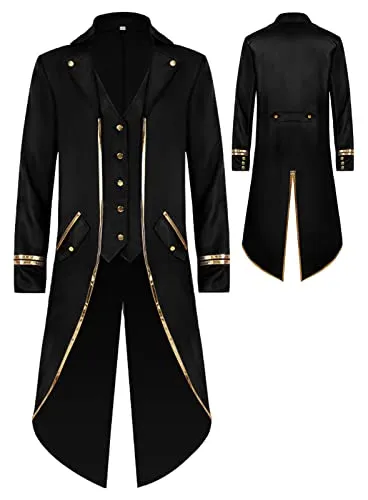 SEAUR - Mens Vintage Tailcoat Jacket Steampunk Jacket Gothic Victorian Frock Coat Long Halloween Cosplay Costume steampunk buy now online