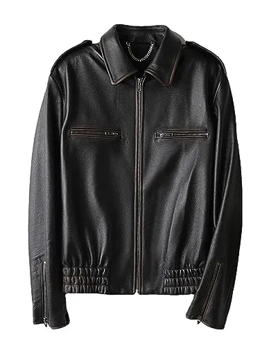 Niiyyjj Women Vintage Leather Coats Streetwear Short Loose Lapel Zipper Leather Jacket Casual Outerwear Black M steampunk buy now online