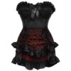 Daisy corsets Womens 2 Pc Black Satin Steel Boned Corset & Red Brocade Skirt Set Bustier Dress, Black/Red, XL steampunk buy now online