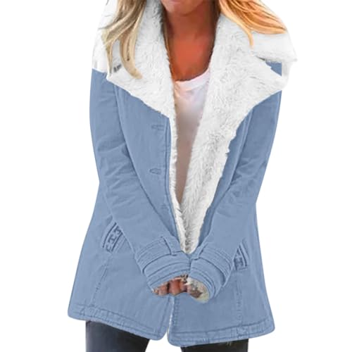 KonJim Womens 2023 Fashion Button Fleece Thicken Coat with Hood Fall Winter Warm Jacket Fleece Jacket Fuzzy Long Sleeve Coats Sherpa Outerwears steampunk buy now online