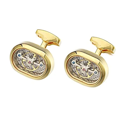 Fashion Movement Tourbillon Cufflinks for Mens Mechanical Watch Steampunk Gear Cuff Links (Color : Gold, Size : As Shown) steampunk buy now online