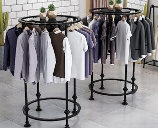 KUMIAO Sturdy Round Metal Garment Rack with Top Shelf - Ideal Clothes Hanging Display Rack for Retail Shops, Boutiques, Bedrooms, and Commercial Spaces - Durable Design! steampunk buy now online
