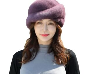 Mkjuuior Winter Women's Plush Hat Outdoor Warm Full Plush Hat Soft Hat Women's Warm Ear Hat Flower Pot Hat Purple steampunk buy now online