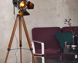 GGMWDSN Farmhouse Floor Lamp for Living Room, Industrial Floor Lamps for Bedrooms Vintage Steampunk Adjustable 59" Black Metal Camera Wooden Tall Standing Lights for Study Corner, Office,Brown steampunk buy now online