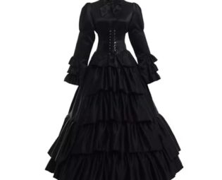 ZHUWWQPINGIKERKRW Gothic Dress Costume Nadja Victorian Period Steampunk Queen Vampire Dress Reenactment Theater Ball Gown,Black,L steampunk buy now online