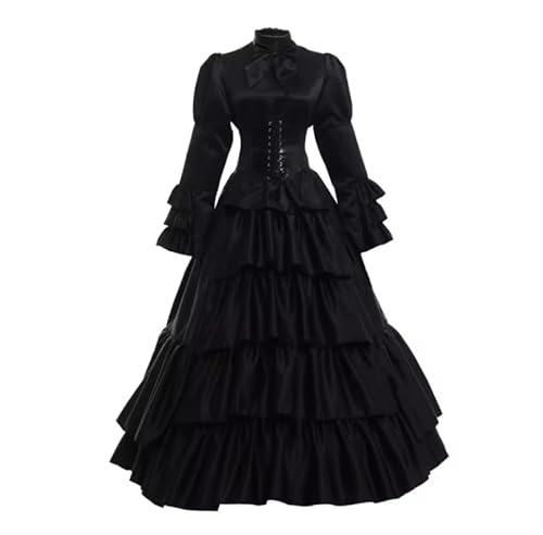 ZHUWWQPINGIKERKRW Gothic Dress Costume Nadja Victorian Period Steampunk Queen Vampire Dress Reenactment Theater Ball Gown,Black,L steampunk buy now online