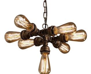 OZZKI Pendant Lamp 7-Lights Industrial Retro Tube Pendant Light Vintage Creative Steampunk Rustic Water Pipe Chandelier Hanging Light Metal Iron Ceiling Lamp for Kitchen Farmhouse Cafe Pub Restaurant steampunk buy now online
