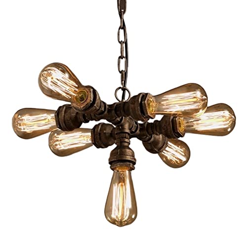 OZZKI Pendant Lamp 7-Lights Industrial Retro Tube Pendant Light Vintage Creative Steampunk Rustic Water Pipe Chandelier Hanging Light Metal Iron Ceiling Lamp for Kitchen Farmhouse Cafe Pub Restaurant steampunk buy now online