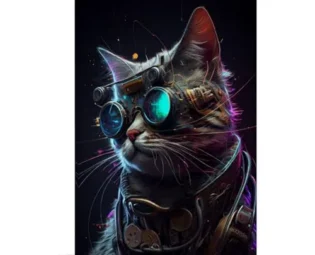 FANSITUO Steampunk CatPoster Canvas Art Oil Painting Wall Painter Home Decorative Music Album Celebrity Decorative Painting Classical Decorative Wall ArtFrame-style-220x30inch(50x75cm) steampunk buy now online
