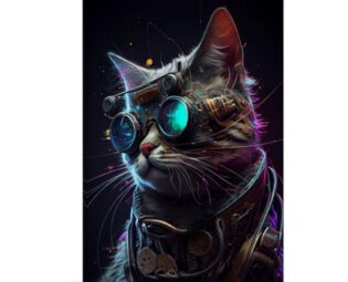 FANSITUO Steampunk CatPoster Canvas Art Oil Painting Wall Painter Home Decorative Music Album Celebrity Decorative Painting Classical Decorative Wall ArtFrame-style-220x30inch(50x75cm) steampunk buy now online