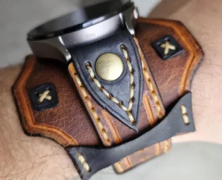 Handmade Leather Watch Strap, Vintage Wide Leather Cuff for Smartwatch and Analog, Steampunk Rustic Watch Band by 3BLEATHERS steampunk buy now online