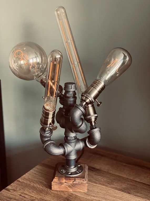 Steam punk decor lamp steampunk lighting table light with switch vintage rustic office Bedroom by SteamPunkedDecor steampunk buy now online