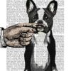 CANVAS-FRAMED-with-AMERICAN-BOX French Bulldog and Finger Moustache Fab Funky - Animals vertical Art print steampunk animals flowers antique contemporary flo F 27_X_21_in steampunk buy now online