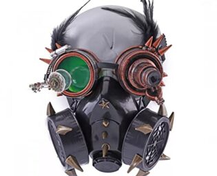 WLLLTY Halloween mask Cosplay Black Feather Goggles Set Halloween Metal Rivets Steampunk Masks Street Fashion Black Gas Mask Masquerade Show steampunk buy now online