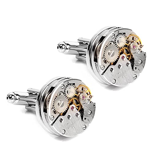 TONZN 1 Pair of Cufflinks Steampunk Vintage Watch Movement Cufflinks Cuff Links Wedding Groom Men's Gift (Color : A, Size : One Size) (A One Size) (A One Size) steampunk buy now online