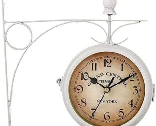 JFNHUTL Wall Clock Art Clock Garden Clocks Waterproof, Wrought Iron Vintage Decor Double-sided Outdoor Clocks for the Garden Wall Mounted Battery Powered, A Wall steampunk buy now online