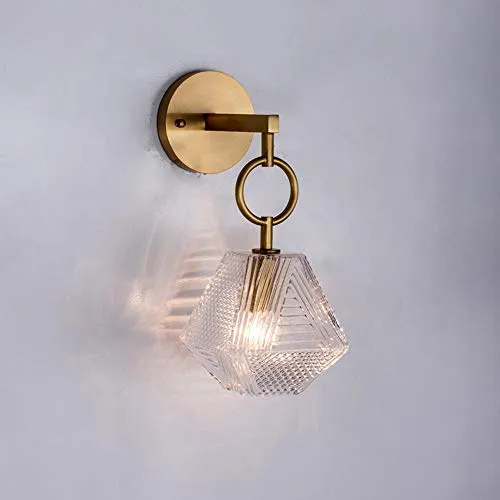 JORAsa Nordic Minimalist Wall Lamp Brass Bracket Fitting Modern Industrial E27 Socket Golden Finish Wall Lights Corridor Lighting Fixture Wall Sconce with Glass Shade for Living Room Loft Bar Kitchen steampunk buy now online