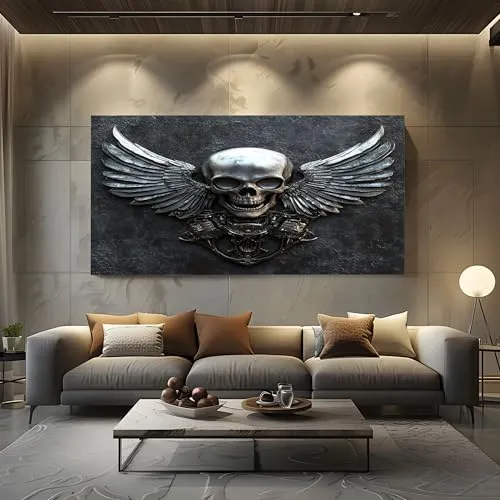ZORYAN Steampunk Skull Motif Large Canvas Wall Art Painting Mechanical Gear Elements Canvas Pictures Wall Art for Living Room Home Office Restaurant Decor, 80x160cm Framed Graphite steampunk buy now online