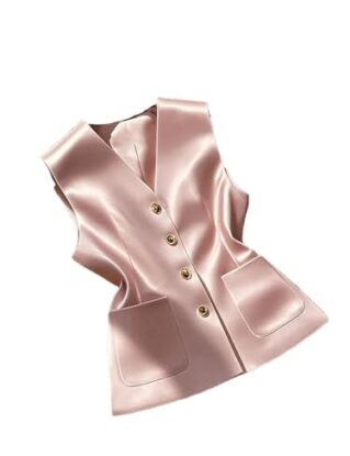 Women's Draped Solid Color Classic Suit Vest High Waist Slim Fit Sleeveless Vest pnnrk M steampunk buy now online