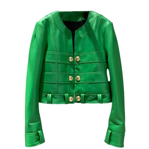 Women's Sheepskin Blouson Jacket - Office Leather Blazer Coat In Natural Lambskin C11 S steampunk buy now online