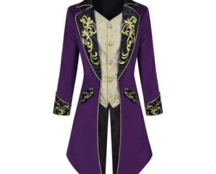 Zilimontt Mens Steampunk Medieval jacket Gothic Victorian Frock Coat,Men Steampunk Vintage Jacket, Retro Gothic Victorian Frock Coat Medieval Tailcoat Jacket (XXL Purple) steampunk buy now online