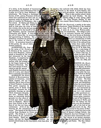 CANVAS-FRAMED-with-AMERICAN-BOX Schnauzer Lawyer Fab Funky - Animals vertical Art print steampunk animals flowers antique contemporary flo Floating frame 27_X_21_in steampunk buy now online