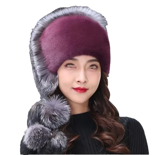 Mkjuuior Winter Hat Women's Thermal Beanie Hat Women's Adult Hood Purple steampunk buy now online