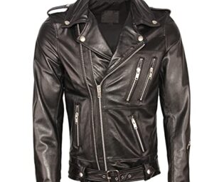 SXBYIAEG Motorcycle Leather Jacket Men Cowhide Sheepskin Moto Biker Leather Jacket Man Coat Autumn steampunk buy now online