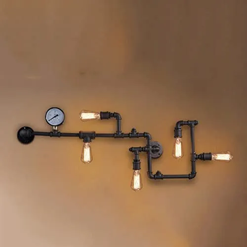 MOORSA Industrial Wall Light Steampunk Metal Wall Lamp Creative Antique Water Pipe Wall Sconces Retro Country Lighting Fixtures for Home Restaurant Bar Cafe Decoration (Color : Nero) steampunk buy now online