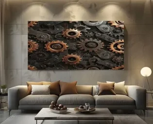 ZORYAN Large Canvas Wall Art Painting Steampunk Gear Brown Canvas Pictures Wall Art for Living Room Home Office Restaurant Decor, 80x160cm Framed steampunk buy now online